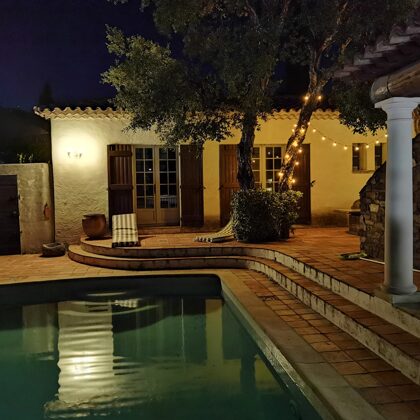 pool and terrace at night
