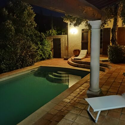 pool and terrace at night