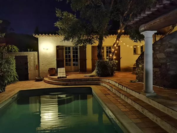 pool and terrace at night