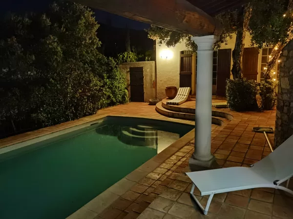 pool and terrace at night